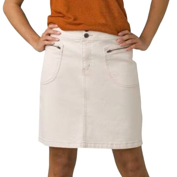 PRANA NWT Broadway Denim Stretch Skirt sz 4 in Natural - Picture 1 of 12